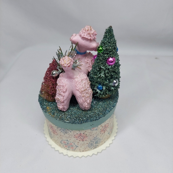 Pink Poodle Retro Trinket Gift Box Merry Christmas Holiday 50's Style - Picture 5 of 9
